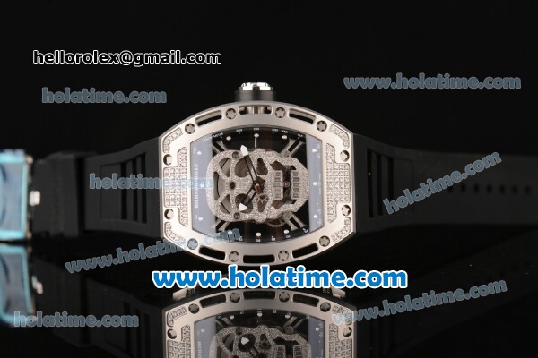 Richard Mille RM 52-01 Swiss ETA 2671 Automatic Steel/Diamond Case with Black Rubber Bracelet White Markers and Skeleton Dial - 1:1 Original - Click Image to Close